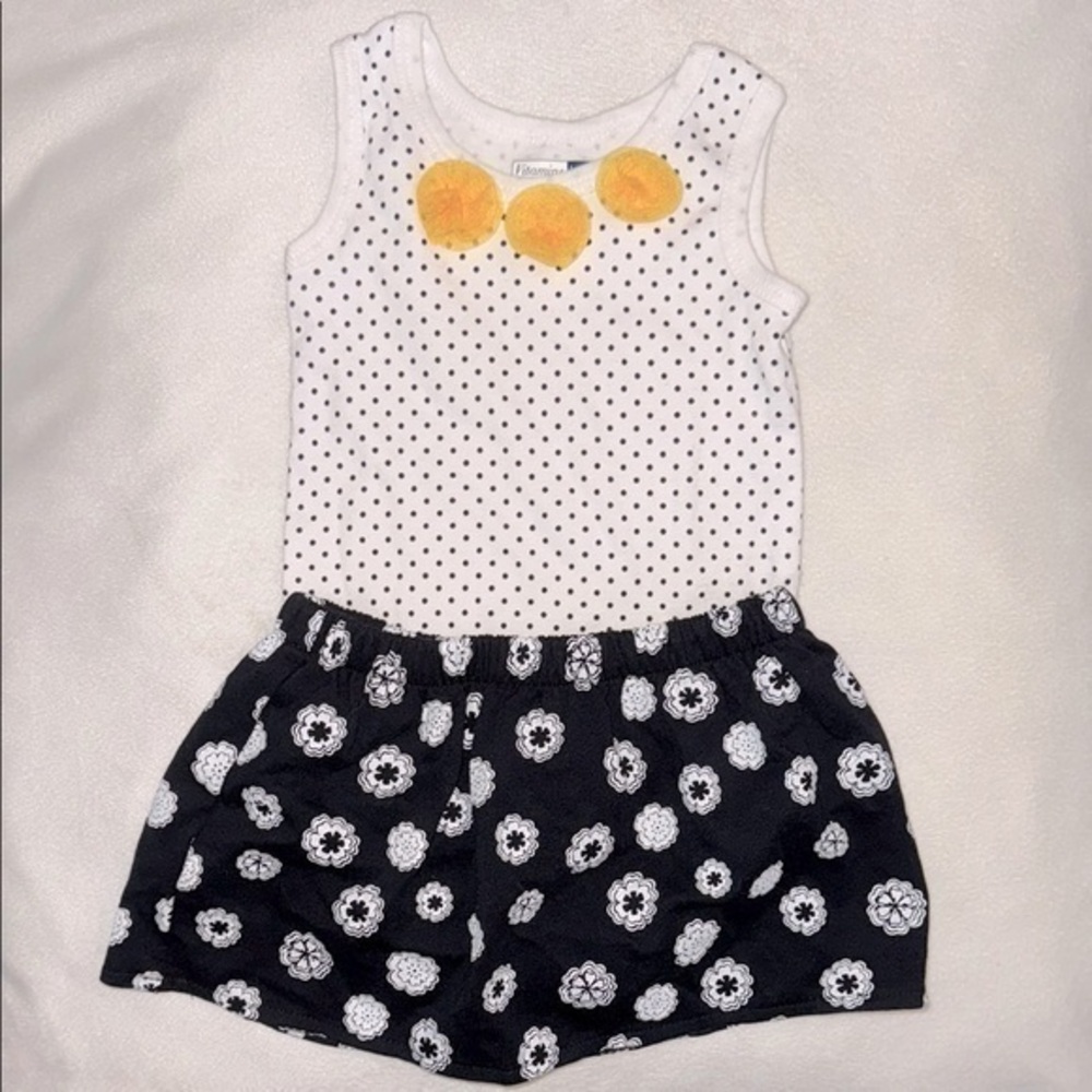 Polka Dot Baby Size 6M Tank Top with Floral Skort  Spring Outfit Hardly Worn